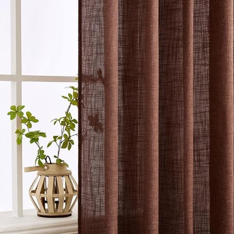 Amazon.com: MIULEE Chocolate Brown Linen Curtains 84 Inches Long 2 Panels for Bedroom Living Room, Soft Thick Linen Textured Window Drapes Semi Sheer Light Filtering Grommet Top Burlap Look Dark Brown Decor : Home & Kitchen Brown Linen Curtains, Dark Brown Decor, Brown Curtains Living Room, Brown Curtains, Dark Curtains, Brown Decor, Curtain Texture, Kitchen Inspiration Design, Window Drapes