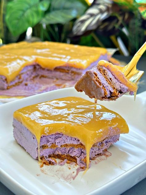 Ube Yema Cake, Graham Cake Recipe, Christmas Dessert Easy, Graham Cake, Yema Cake, Dessert Easy, Christmas Dessert, Big Heart, Christmas Desserts