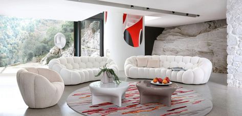 Fabric sofa BUBBLE 2 | 3 seater sofa by Roche Bobois_9 Bubble Sofa, White Fabric Sofa, Three Seater Sofa, Living Room Set, Christian Lacroix, 3 Seater Sofa, Cocktail Tables, Fabric Sofa, Living Room Sets