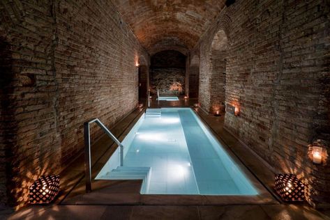 hydrotherapy spas aire ancient baths barcelona Aire Ancient Baths, Hydrotherapy Spa, Luxury Pools Indoor, Pools Ideas, Underground Pool, Indoor Pool House, Indoor Swimming Pool Design, Indoor Pool Design, Indoor Spa