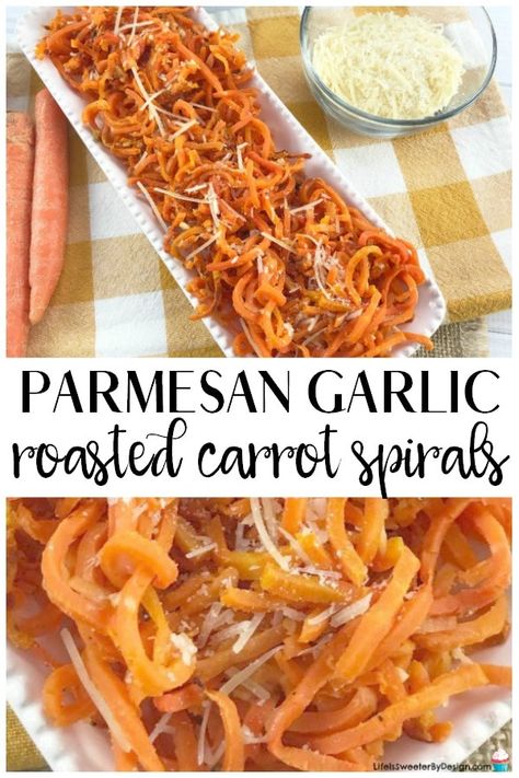 Spiralized Veggie Recipes, Spiralizer Recipes Healthy, Spiral Vegetable Recipes, Veggie Noodles Recipes, Roasted Carrot, Zoodle Recipes, Spiralizer Recipes, Desserts Vegan, Side Dish Recipes Easy