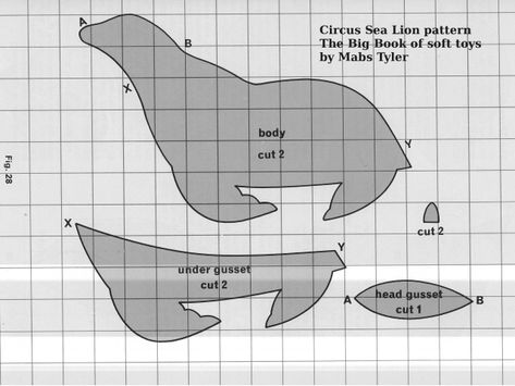 Celine recently sewed this adorable circus sea lion. Here is the pattern. To print, click on the picture, then chose ... Seal Pattern Sewing, Seal Sewing Pattern, Stuffie Pattern, Seal Pattern, Lion Stuffed Animal, Diy Plush Toys, Lion Pattern, Felt Crafts Patterns, Softie Pattern