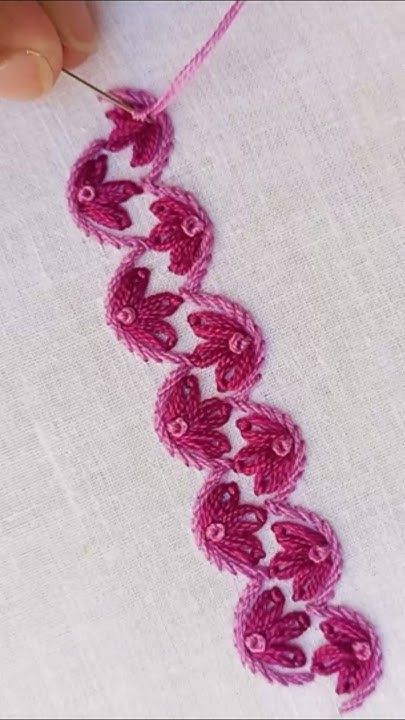 Needle Work Embroidery, Embroidery Video, Clothes Embroidery Diy, Hand Work Design, Simple Hand Embroidery Patterns, Textile Art Embroidery, Diy Embroidery Designs, Handmade Flowers Fabric, Hand Embroidery Patterns Flowers