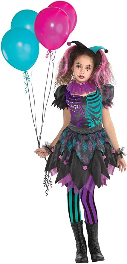 amscan 9904759 Girls Creepy Harlequin Halloween Fancy Dress Costume Age 10-12 Years : Amazon.co.uk: Toys & Games Harlequin Costume, Classroom Halloween Party, Halloween Kids Costumes Girls, Jester Costume, Fancy Dress Halloween Costumes, Girls Fancy Dress, Halloween Clown, Fancy Dress Up, Clown Costume