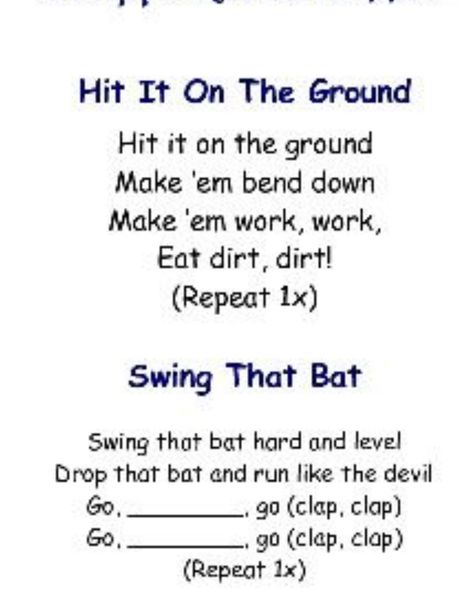 Chants For Softball, Softball Chants For Numbers, Softball Cheers And Chants Funny, Soft Ball Chants, Softball Cheers For The Dugout, Dugout Chants, Softball Chants And Cheers, Softball Chants For Dugout, Baseball Cheers