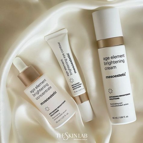 According to @mesoestetic.australia more than 80% of skin ageing is caused by environmental conditions, lifestyle and emotions. After years of research, this brand developed the Age Element range, which is based on epigenetic science to counteract the signs of skin ageing. 🎓 Our Age Element line includes 3 products to brighten, firm and combat ageing 🤍 Mesoestetic Products, Quintessence Element, Skin Care Chemistry, Science Skincare, Cosmetic Chemist, Belief Skincare, Skin Care Home Remedies, Dry Skin Body, Brightening Cream