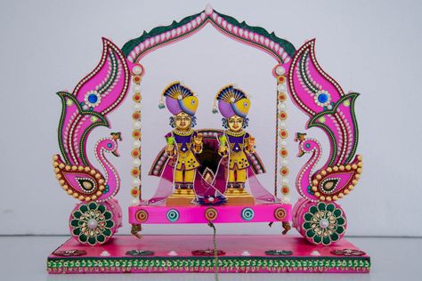 Navaratri Decoration, Thermocol Design, Jhula Decoration, Ganpati Art, Foam Board Crafts, Jay Swaminarayan, Diwali Diya Decoration, Styrofoam Art, Pooja Decoration