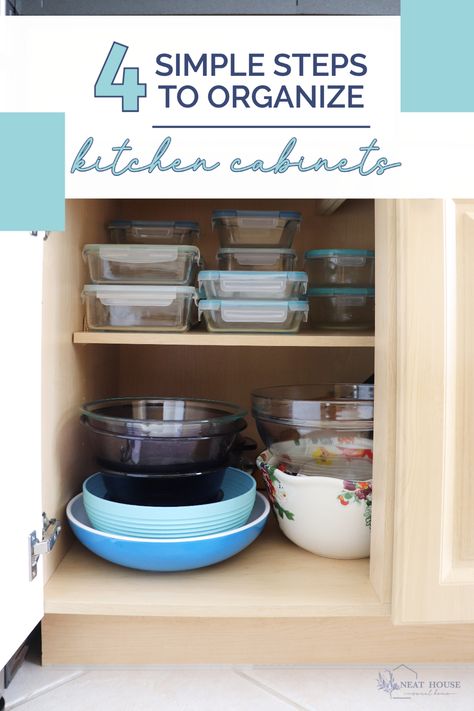 Cabinet Tupperware Organization, Glass Storage Containers Organization, How To Store Glass Baking Dishes, Bowl Organization Kitchen, Bowl Storage Ideas, Food Container Organization, Kitchen Shelves And Cabinets, Kitchen Cabinet Glass, Cabinet Organization Ideas