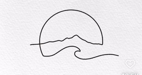 Small Lake Tattoo, 3 Lines Tattoo, Line Ocean Tattoo, One Line Wave Tattoo, Mountain And Ocean Tattoo Simple, Line Art Drawings Ocean, Ocean Beach Tattoo, River Symbol Tattoo, Fine Line River Tattoo