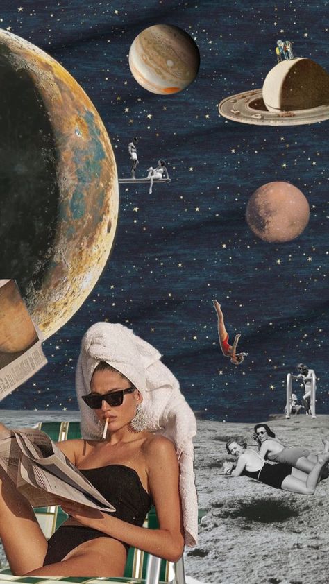 Vintage Space Art, Surrealist Collage, Surreal Collage Art, Art Nouveau Illustration, Space Wallpaper, Collage Art Projects, Surreal Collage, Magazine Collage, Creepy Pictures