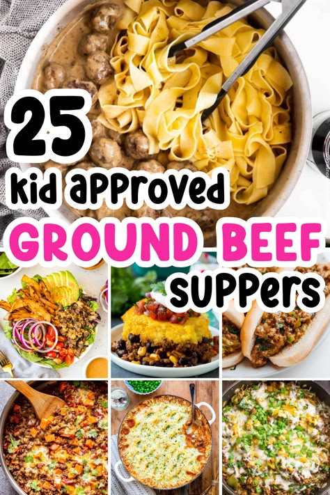 Quick and easy to make these delicious suppers are ALL made with ground beef. If you're looking to make something new and interesting with a pack of ground beef then you're going to love these 25 easy suppers with ground beef as the star. BONUS: they're ALL kid approved! Easy Dinner Ground Beef, Hamburger Dinner Ideas, Quick Ground Beef Recipes, Easy Suppers, Recipes Using Ground Beef, Healthy Ground Beef, Meat Recipes For Dinner, Ground Beef Recipes Healthy, Ground Meat Recipes