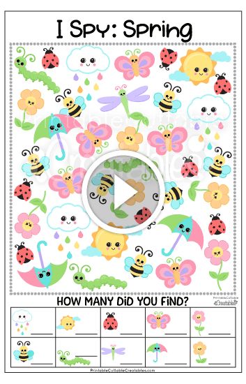 Free Printable Spring I Spy Game for Kids. Free printables, I spy games, coloring pages and more free printables for kids. Spring I Spy, Spy Games For Kids, Spring Theme Preschool, Free Printables For Kids, I Spy Games, Spy Games, Activity Sheets For Kids, Printables For Kids, Preschool Songs