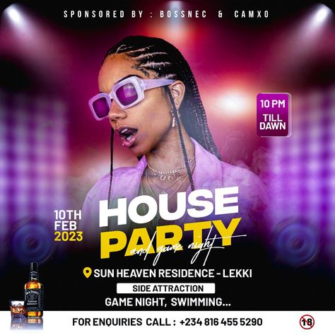 House Party Flyer, Snapchat Streaks, Party Flyers, Swag Cartoon, Design Posters, Party Flyer, Graphic Design Posters, House Party, Party Design