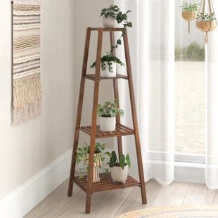 Tooca Rectangular Multi-Tiered Pine Plant Stand | Wayfair Tall Plant Stand, Stand Flower, Tall Plant, Patio Flowers, Corner Plant, Tall Plant Stands, Modern Plant Stand, Wooden Plant Stands, Wood Plant Stand