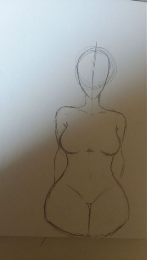 Atonomy Drawing Female, Natural Body Drawing, Plus Size Body Drawing Tutorial, Curvy Drawing Base, Step By Step Body Drawing, Hand On Waist Drawing, Girl Body Drawing Base Sketch, Line Paper Drawings, How To Draw Bodies Woman