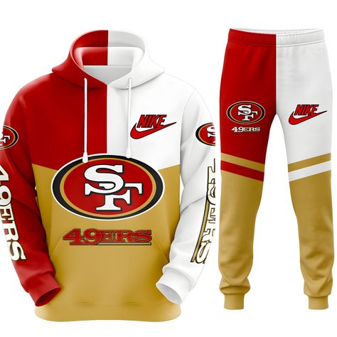 San+Francisco+49ers+Superior+Tracksuit+Hoodie+And+Sweatpants 49ers Outfit, Sf Niners, Hoodie And Sweatpants Set, 49ers Hoodie, Jump Suits, Sf 49ers, Work Study, Hoodie And Sweatpants, Sweatpants Set