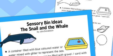 Sensory Bin Ideas The Snail and the Whale - sensory, bin, snail The Snail And The Whale, Kids Sensory Activities, Sensory Bin Ideas, Snail And The Whale, Story Planning, Water Mixes, Primary Resources, Sensory Bin, The Whale