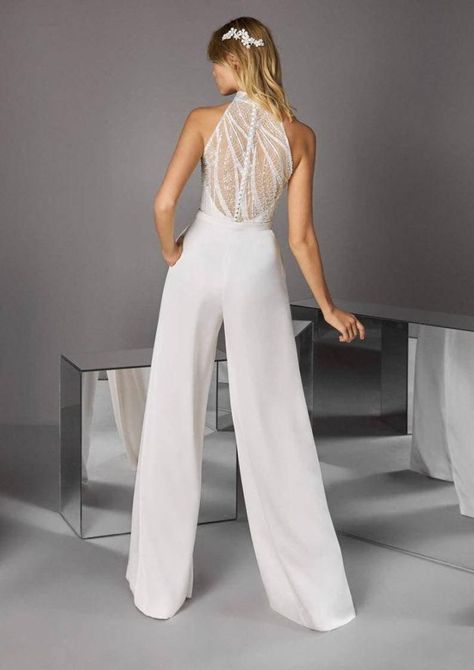 9aa42b31882ec039965f3c4923ce901bdesc48812946ri Wedding Pantsuit The Bride, Reception Jumpsuit, Jumpsuit Wedding Dress, White Jumpsuit Wedding, Wedding Dress Jumpsuit, Bride Jumpsuit, White Lace Jumpsuit, Wedding Pantsuit, Reception Outfit