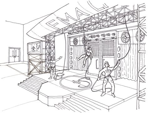 Stage Drawing Concert, Stage Design Sketch, Stage Design Theatre, Stage Sketch, Stage Drawing, Planetarium Architecture, Theatre Architecture, Logo Site, Facial Expressions Drawing