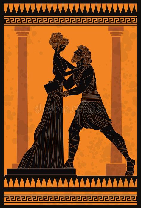 Pygmalion and galatea living statue mythology greek myth. Vector art vector illustration Pygmalion And Galatea, Greece Mythology, Living Statue, Greek Pantheon, Greek Myth, Ancient Greek Art, Greek Vases, Greek Design, Greek And Roman Mythology