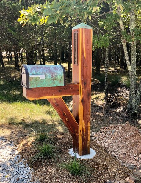 Wood Mailbox, Copper Mailbox, Mailbox Wraps, Mailbox Design, Copper Uses, Copper Lantern, Mailbox Post, Lantern Post, Liquid Nails