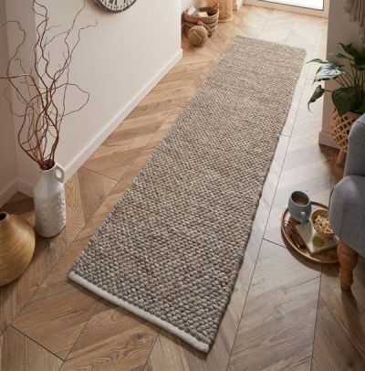 Felted Yarn, Felt Yarn, Neutral Colours, Hallway Runner Rug, Grey Beige, Sisal Rug, Wool Runners, Hallway Runner, Brown Area Rugs