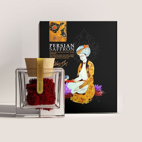 Iranian Saffron on Packaging of the World - Creative Package Design Gallery Saffron Packaging Design Ideas, Saffron Box Design, Saffron Packaging, Spice Gift Box, Iranian Painting, Saffron Flower, Spices Packaging, Tea Packaging Design, Luxury Packaging Design