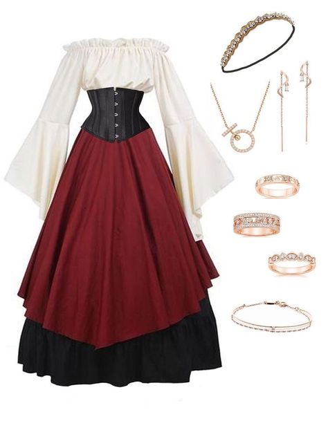 Fanasty Outfits, Renisance Fair Outfit, Midevil Outfits, Medieval Outfit Women, Medieval Inspired Fashion, Fair Outfit, Fair Outfits, 일본 패션, Italian Dress