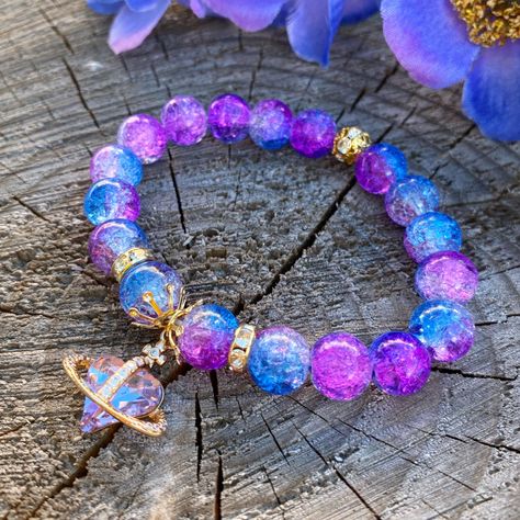 Beaded Bracelets Pictures, Purple And Blue Beaded Bracelets, Glass Beads Bracelet Ideas, Glass Bead Bracelet Ideas, Nice Bracelets, Purple Crystal Bracelet, Crystal Beaded Bracelets, Girly Bracelets, Bracelets Crystal