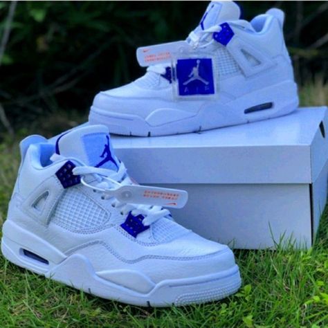 Jordan Birthday Gifts, Sky Blue Jordans, Jordan 4s Blue And White, Jordans 4s Blue, Quince Shoes Sneakers Blue, Blue Jordans 4s, Blue Jordan 4’s, White And Blue Jordans, Jordan 4s Blue