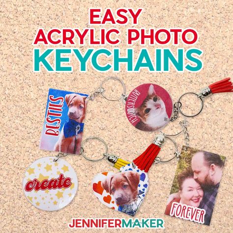 DIY Photo Keychain Ideas and Templates! - Jennifer Maker Photo Keychain Ideas, Diy Photo Keychain, Diy Watercolor Cards, Diamond Template, Jennifer Maker, Picture Keychain, Cricut Svgs, Keychain Ideas, Keychain Craft