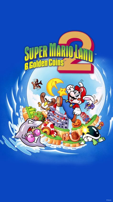 Super Mario Land 2: Golden Coins - Wallpaper My Nintendo Mario Land, Super Mario Land, Golden Coins, Game Wallpaper Iphone, Retro Gaming Art, Mario Nintendo, Geek Games, Super Mario World, Super Mario Art