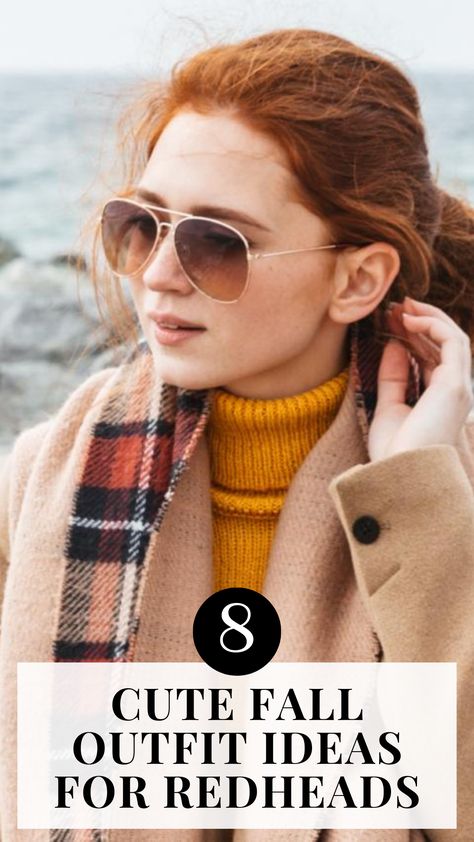 If you’re looking for some actual outfit inspo, we’ve got you covered. Here are 8 fall outfits you can recreate with a full list of everything you will need to get the look. Outfit Ideas For Ginger Hair, Clothing For Redheads, Fashion For Redheads Outfits, Best Colours For Redheads To Wear, Fall Outfits For Redheads, Ginger Outfit Ideas, Redhead Fall Outfits, Fashion For Redheads, Redhead Outfit Ideas