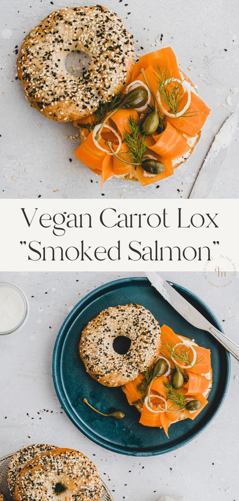 Vegan Salmon Recipe, Vegan Smoked Salmon, Nori Recipe, Lox Recipe, Carrot Lox, Lox And Bagels, Salmon Bagel, Vegan Fish, Vegan Bacon