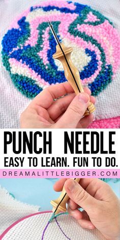 Want to learn how to punch needle? Learn about the supplies needed and see how to use a punch needle tool. If you can use a pencil, you can punch needle! Thread Ideas, How To Punch, Nik Naks, Summer Living Room, Creative Sewing, Embroidery Tools, Needle Embroidery, Punch Needle Patterns, Needle Crafts