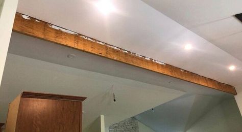 Open Beam Ceiling, Faux Wooden Beams, Faux Ceiling Beams, Ceiling Diy, Beam Ceiling, Garden Bench Diy, Faux Panels, Picture Molding, Faux Fireplace Diy