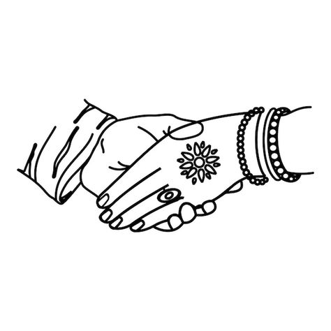 Indian_wedding_clipart_outline_symbol_ha... | Premium Vector #Freepik #vector #partnership #partner #handshake #pledge Indian Wedding Drawing, Indian Wedding Doodle, Indian Wedding Clipart, Wedding Clipart Free, Marriage Symbols, Marriage Album, Iphone Wallpaper Planets, Shadi Card, Wedding Symbols