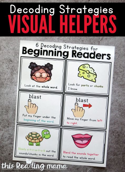 Decoding Strategies for Beginning Readers Visual Helpers - This Reading Mama Sor Reading Strategies, This Reading Mama, Science Of Reading Strategies, Science Of Reading Decoding Strategies, Dyslexic Reading Strategies, Reading Intervention Classroom, Word Family Books, Decoding Activities, Unknown Words