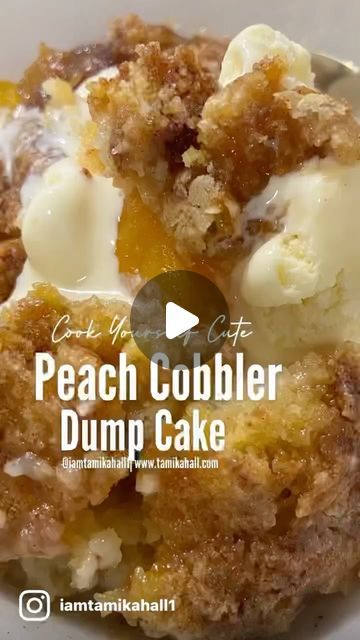 690K views · 59K likes | Dr. Tamika Hall on Instagram: "Moood!!  My family is officially spoiled (that’s what I tell myself when I personally want to splurge on some high calorie goodness, lol).  Impress everyone you know with this EASY and I mean EASYYY PEACH COBBLER DUMP CAKE. This is another recipe you can do with your kiddos ❤️.  Turn on your volume while I explain the process in the video.  Grab my cookbook!  Amazon https://amzn.to/3GlALBV  Walmart https://www.walmart.com/ip/Yes-Divas-Can-Boil-Water-Cooking-Made-Easy-from-the-Unlikely-Cook-Paperback-9798704291312/512696791" Dump Cake Recipes Videos, Cake Cobbler Recipes, Cobbler Dump Cake, Peach Cobbler Dump Cake, Peach Dump Cake, High Calorie, Peach Cobbler Recipe, Dump Cake, Cobbler Recipes