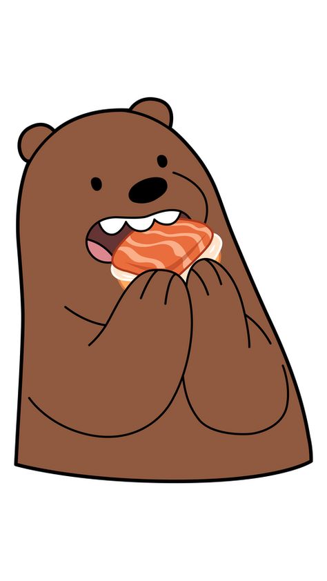 Brown bear Grizzly worked all day on his new film, so he got hungry and began to eat a delicious sandwich. The We Bare Bears sticker with Grizzly Eating Sandwich!. Grizz We Bare Bears Cute, Grizzly Bear We Bare Bears, Honey Heist, Brown Bear Cartoon, We Bare Bears Eating, Panda And Grizzly We Bare Bears, We Bare Bares Stickers, Sandwich Sticker, Specials Board