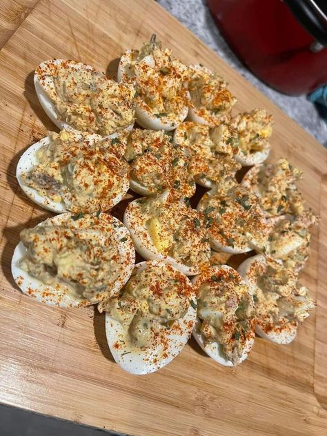 Black People Food & Recipes | Hear me out…. Tuna deviled eggs | Facebook Deviled Eggs Black People, Angel Eggs, Thanksgiving Recipes Black People, Thanksgiving List, Devilled Eggs Recipe Best, Devilled Eggs, People Food, Deviled Eggs Recipe, Delicious Snacks Recipes