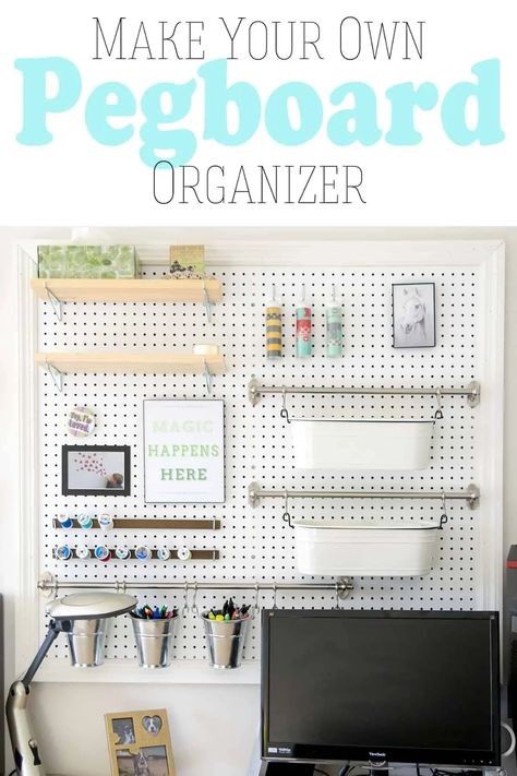 Pegboard Organization Craft Room, Peg Board Wall Craft Room, Peg Board Wall Ideas, Giant Pegboard Wall, Giant Pegboard, Pretty Office Space, Pegboard Craft Room, Peg Board Walls, Diy Pegboard