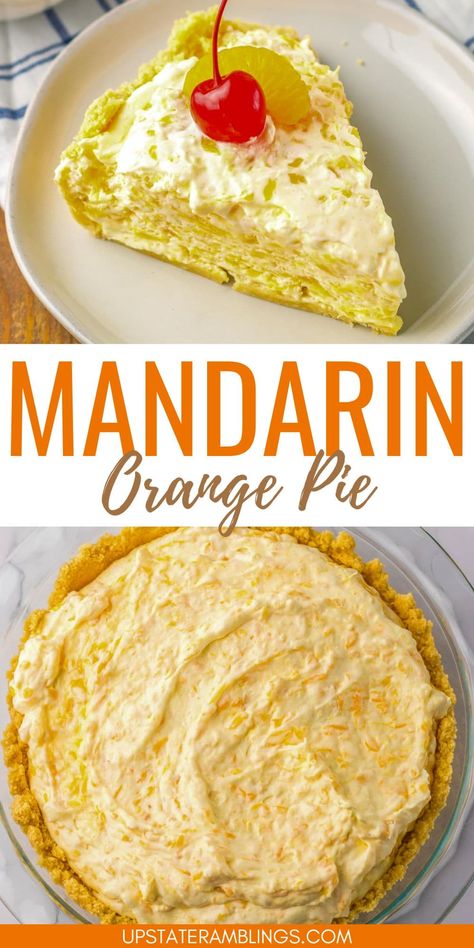 Beat the heat with our Cool & Refreshing Mandarin Orange Pie! This dessert is a perfect blend of sweet and tangy, making it an ideal choice for any occasion. Made with fresh mandarin oranges, it's a refreshing way to end any meal. Check out the full recipe now! Mandarin Orange Pie, Orange Desserts Easy, Orange Recipes Dessert, Mandarine Recipes, Orange Pie, Sunday Dessert, Breakfast Sides Dishes, Orange Dessert, Mandarin Oranges