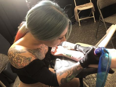 Megan Massacre Interview: On the Changing Tattoo Scene and Being a Cool Granny|#tattoo #handtattoo #tattoos #tattooartist 680 Changing Tattoo, Tattoo Artist Quotes, Tattoo Artists Near Me, Famous Tattoo Artists, Becoming A Tattoo Artist, Tattoo Expo, Worlds Best Tattoos, Tattoo Techniques, Artist Humor