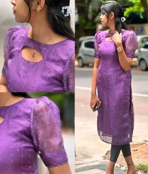 Kurti Short Sleeves Design Latest, Western Style Kurti Design, Kurthis Models Latest For Stitching, Latest Hand Designs For Kurtis, Kerala Churidar Models, Stiching Ideas Kurti Neck Design, Organza Neck Design, Silk Saree Kurti Designs, Chudithar Designs For Stitching