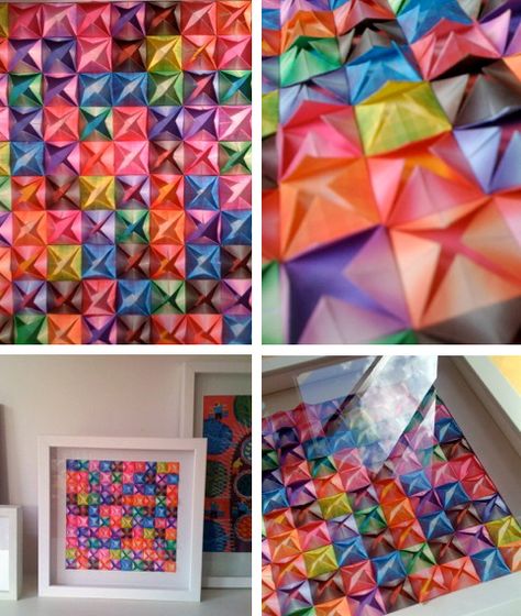 Origami Quilt, Origami Wall Art, Origami And Quilling, Auction Projects, Origami Fish, Origami Paper Art, Red Thread, Collaborative Art, Diy Origami