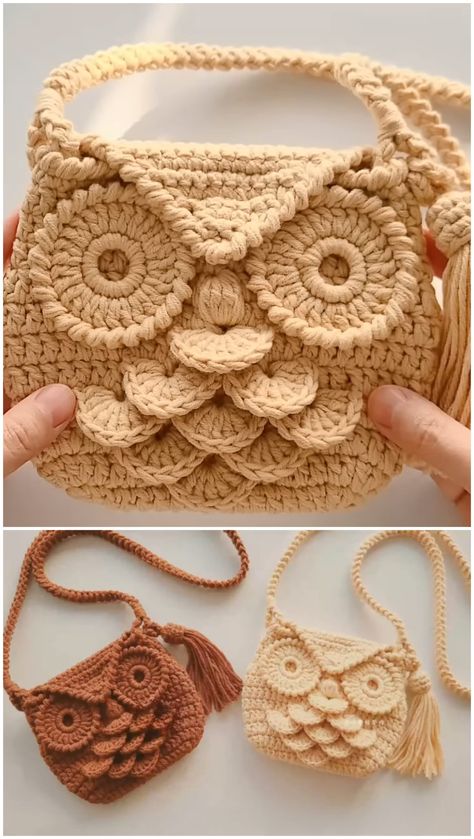 Crochet Cute Owl Handbag - We Love Crochet Crocheted Purses, Purse Patterns Free, Crocheted Purse, Owl Purse, Owl Crochet Patterns, Crochet Bag Pattern Free, Mode Crochet, Bag Pattern Free, Crochet Handbags Patterns