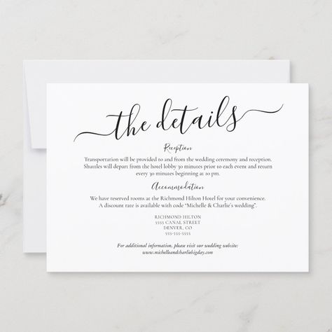 Information Card Design, Wedding Details Invitation, Unique Wedding Invitation Wording, Unique Wedding Invitation, Minimal Wedding Invitation, Wedding Reception Invitations, Reception Invitations, Simple Invitation, Minimalist Wedding Invitations