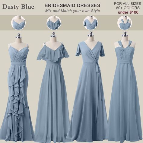 Dusty Blue Chiffon Bridesmaid Dress, Bridesmaid Ball Gown, Entourage Gowns Bridesmaid, Bridesmaid Dresses Dusty Blue, Braids Maid Dresses, Entourage Gowns, Dusty Blue Dress, Turquoise Bridesmaid Dresses, Bridesmaid Dresses Under 100