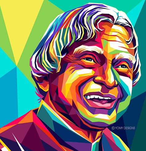 Digital Portrait Poster : Dr. A. P. J. Abdul Kalam on Behance Portrait With Geometric Shapes, Pop Art Painting Portrait, Apj Abdul Kalam Sketch, Apj Abdul Kalam Drawing, Art Coloring Tips, Abdul Kalam Drawing, Posterized Portraits, Digital Art Coloring Tips, 2d Portrait